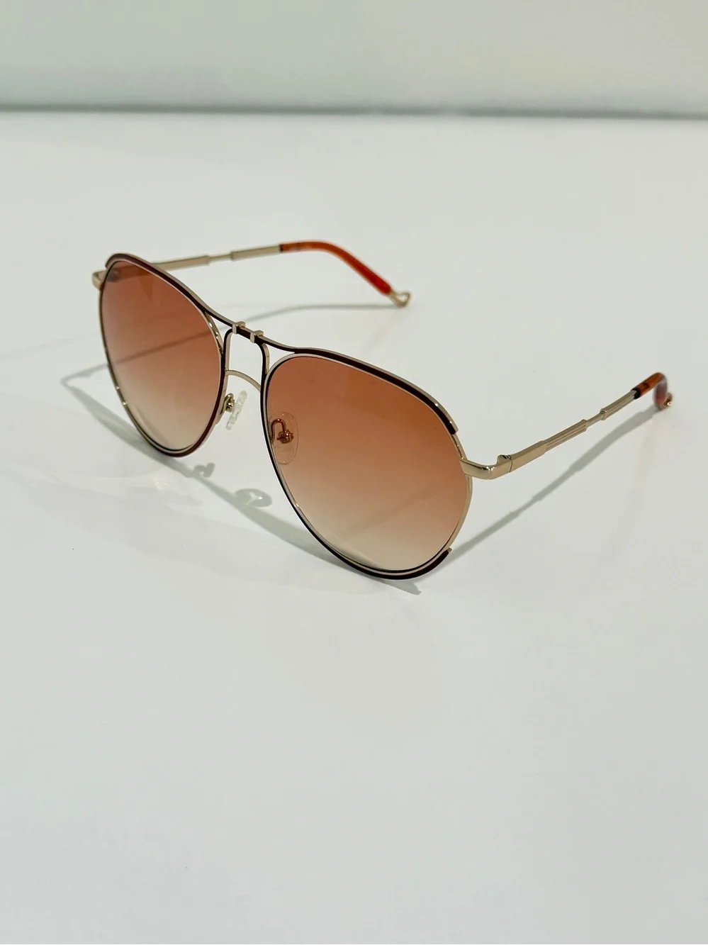 NWT Matthew Williamson x Linda Farrow Holly Aviator Sunglasses Gold MW254 C3